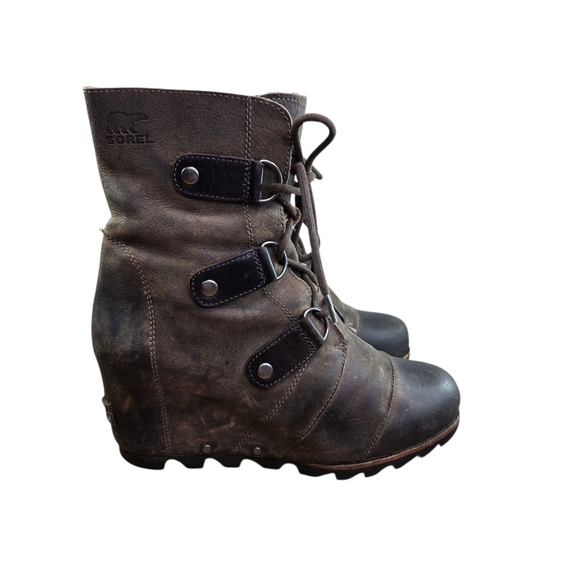 Sorel Joan Of Artic Wedge Mid Patina Brown Boots - Picture 1 of 12